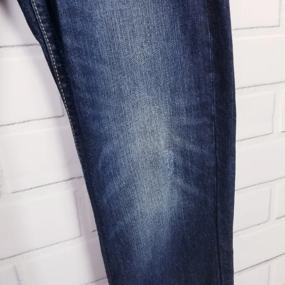 Old Navy Mens Slim Boot Jean Size 30x30 Dark Wash Distressed Blue Denim Pants - Picture 6 of 8